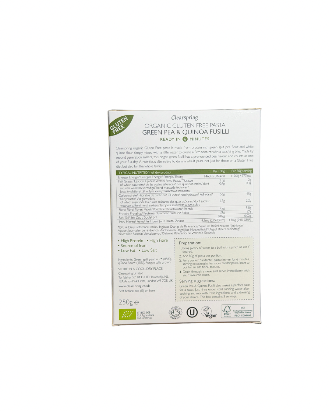 Clearspring Pea And Quinoa Pasta 250g - Image 2