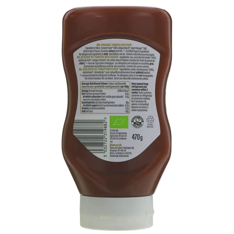 Biona Organic Ketchup Sugar Free 340g - Image 2
